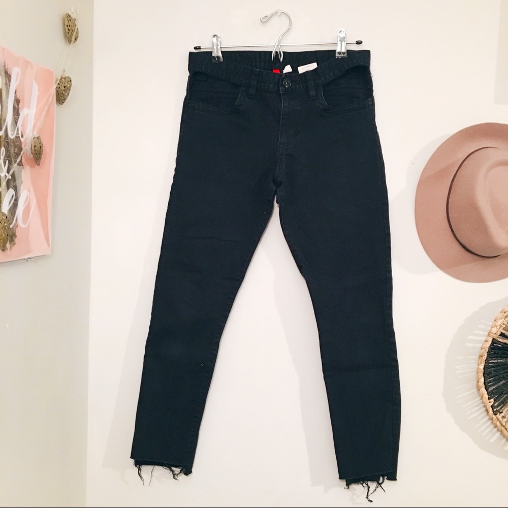 Cut Out Black Cropped Mom Skinny Jeans H&M